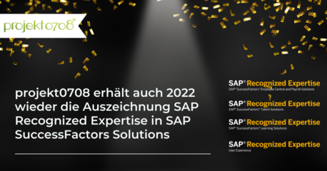 Schwarzer Hintergrund mit goldenem Konfetti und Spotlight, links oben das projekt0708 Logo und rechts unten die verschiedenen SAO Auszeichnungen.